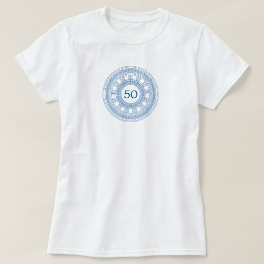 ギリシャ風の誕生日パーティー　年齢と色をカスタマイズ可能 Tシャツ (デザイン正面)