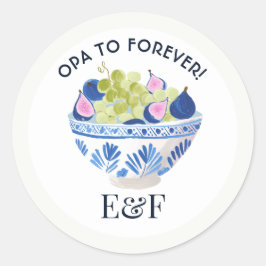 ギリシャ風ウェディング フィグ グレープ モノグラム Opa to Forever ラウンドシール
