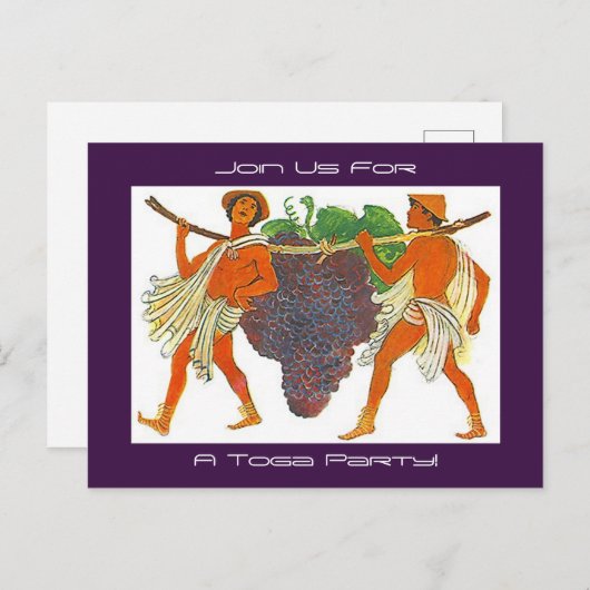 ギリシャ風ブドウGrecian Togaパーティの招待状PCsおもしろい シーズンポストカード (正面/裏面)