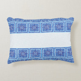 ギリシャ風モザイクタイルオーナメント – ブルーシェード アクセントクッション