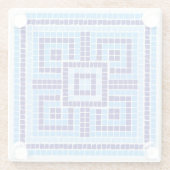 ギリシャ風モザイクタイルオーナメント – ブルーシェード ガラスコースター (裏面)