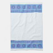 ギリシャ風モザイクタイルオーナメント – ブルーシェード キッチンタオル (縦)