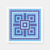 ギリシャ風モザイクタイルオーナメント – ブルーシェード スタンダードカクテルナプキン (正面)