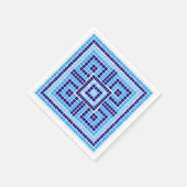 ギリシャ風モザイクタイルオーナメント – ブルーシェード スタンダードカクテルナプキン (角)