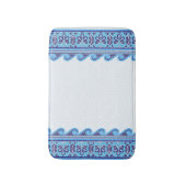 ギリシャ風モザイクタイルオーナメント – ブルーシェード バスマット (正面縦)