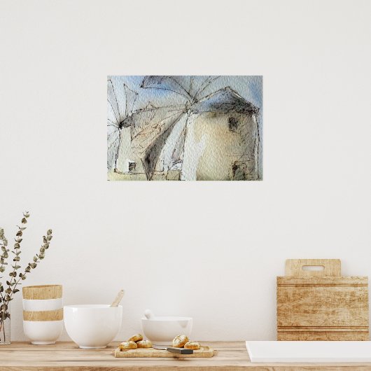 ギリシャ風車 ポスター (キッチン)