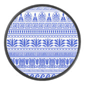 ギリシャ風、パター地中海のン、青 アイスホッケーパック (正面)