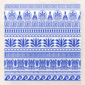 ギリシャ風、パター地中海のン、青 ガラスコースター (正面)