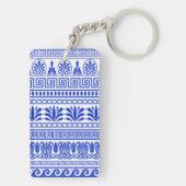 ギリシャ風、パター地中海のン、青 キーホルダー (裏面)