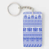 ギリシャ風、パター地中海のン、青 キーホルダー (正面)