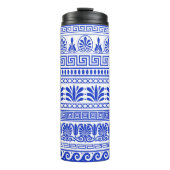 ギリシャ風、パター地中海のン、青 タンブラー (正面)