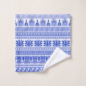 ギリシャ風、パター地中海のン、青 バスタオルセット (ウォッシュタオル)