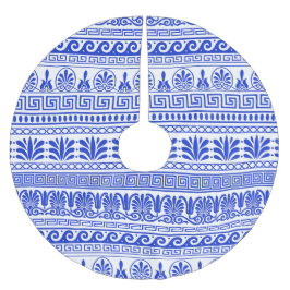 ギリシャ風、パター地中海のン、青 ブラッシュドポリエステルツリースカート