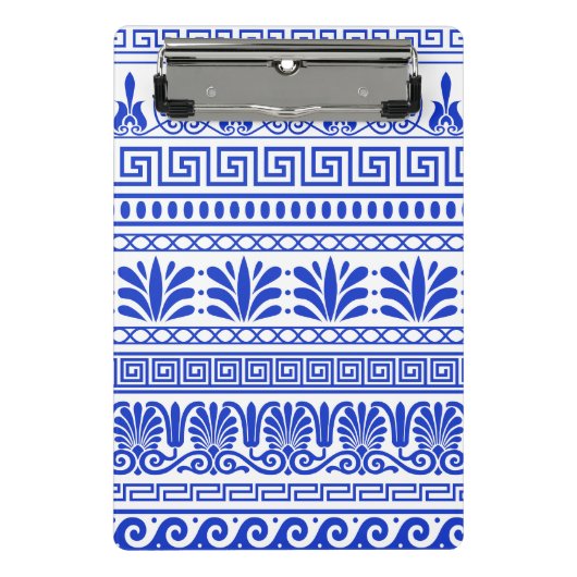 ギリシャ風、パター地中海のン、青 ミニクリップボード (正面)