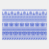 ギリシャ風、パター地中海のン、青 ラッピングペーパーシート (正面2)