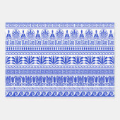 ギリシャ風、パター地中海のン、青 ラッピングペーパーシート (正面)