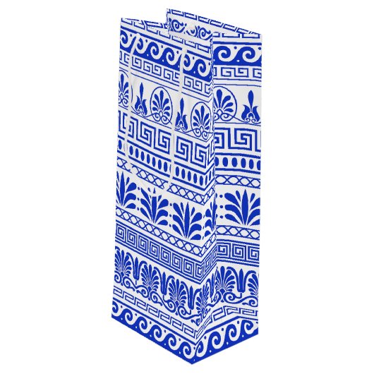 ギリシャ風、パター地中海のン、青 ワインギフトバッグ (裏面アングル)