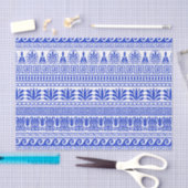 ギリシャ風、パター地中海のン、青 薄葉紙 (クラフト)