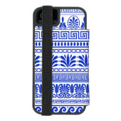 ギリシャ風、パター地中海のン、青 INCIPIO iPhoneウォレットケース (フォリオ裏面)