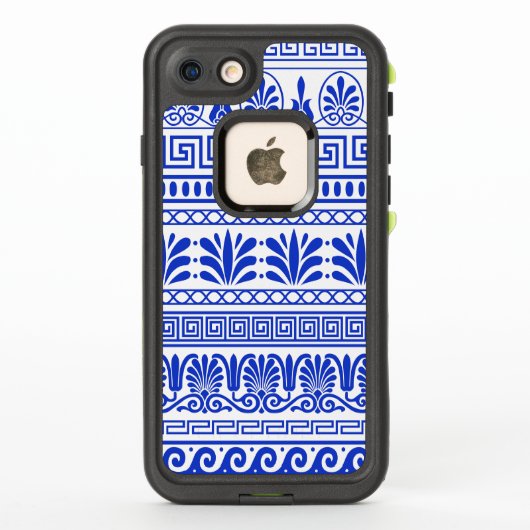 ギリシャ風、パター地中海のン、青 LifeProof iPhoneケース (裏面)
