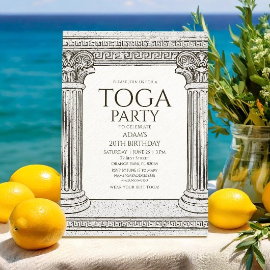 ギリシャ風 toga パーティー招待状 ストーンカラム付き 招待状