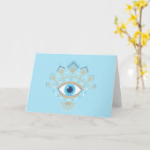 ギリシャ飾の邪悪な目トルコの保護シンボル カード (黄色い花)