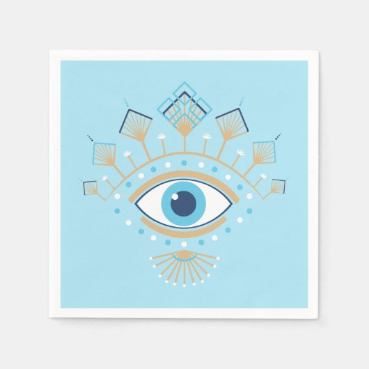 ギリシャ飾の邪悪な目トルコの保護シンボル スタンダードカクテルナプキン (正面)