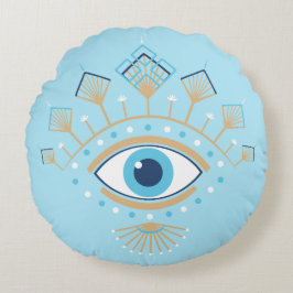 ギリシャ飾の邪悪な目トルコの保護シンボル ラウンドクッション