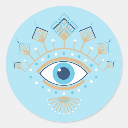 ギリシャ飾の邪悪な目トルコの保護シンボル ラウンドシール (正面)