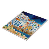 ギリシャ魚釣りヴィレッジギリシャ海岸旅行お土産 タイル (側面)