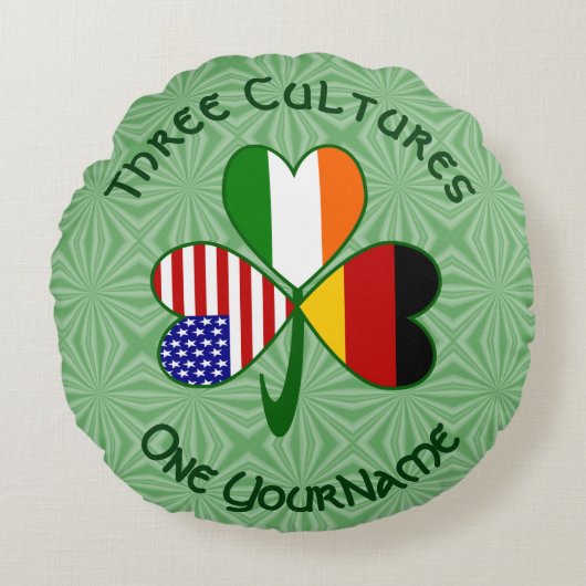 ギリシャ アイルランド アメリカの旗 シャムロック カスタマイズ ラウンドクッション (正面)