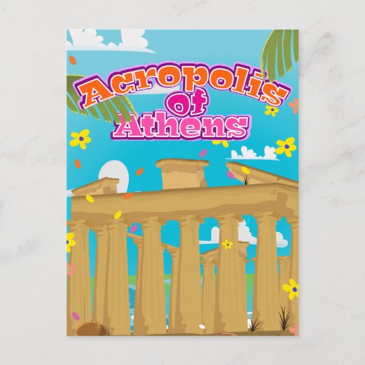 ギリシャ アテネのアクロポリス 旅行ポスター ポストカード (正面)