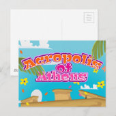 ギリシャ アテネのアクロポリス 旅行ポスター ポストカード (正面/裏面)