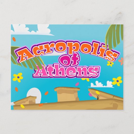 ギリシャ アテネのアクロポリス 旅行ポスター ポストカード (正面)