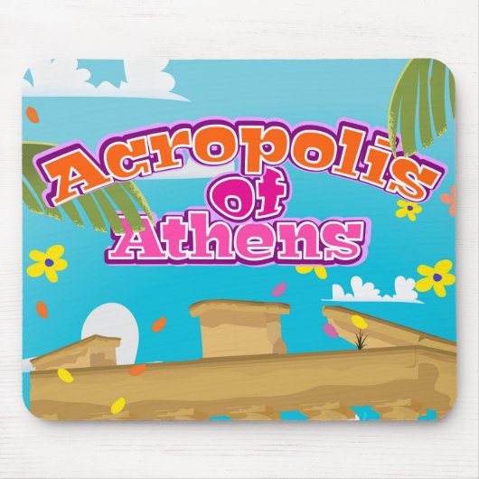 ギリシャ アテネのアクロポリス 旅行ポスター マウスパッド (正面)