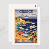 ギリシャ・アテネのヴィンテージ旅行ポスター ポストカード (正面/裏面)
