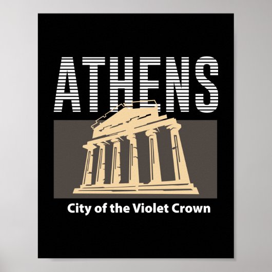 ギリシャ・アテネのヴィンテージ旅行ランドマークデザイン ポスター (正面)