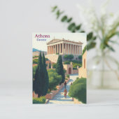ギリシャ アテネの水彩画イラスト 旅行 ポストカード (スタンド正面)