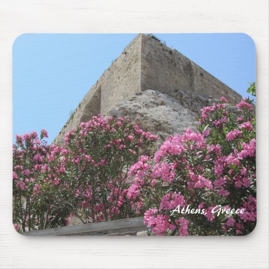 ギリシャ・アテネの花と廃墟 マウスパッド (正面)