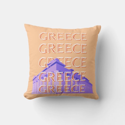 ギリシャ,アテネ旅行アート,オレンジ クッション (正面)