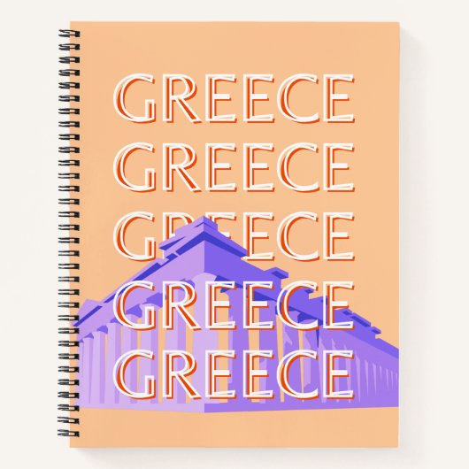 ギリシャ，アテネ旅行アート，オレンジ ノートブック (正面)