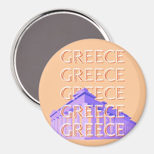 ギリシャ，アテネ旅行アート，オレンジ マグネット (正面/裏面)