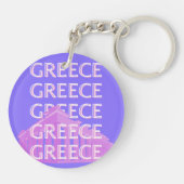 ギリシャ，アテネ旅行アート，レトロ旅行アート キーホルダー (裏面)