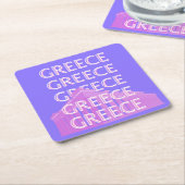 ギリシャ，アテネ旅行アート，レトロ旅行アート スクエアペーパーコースター (アングル)