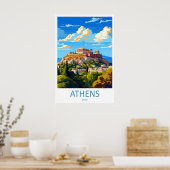 ギリシャ・アテネ旅行ポスター 昔のスキー 国立 ポスター (キッチン)