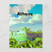 ギリシャ・アテネ旅行絵葉書アート、アテネ旅行 ポストカード (正面)