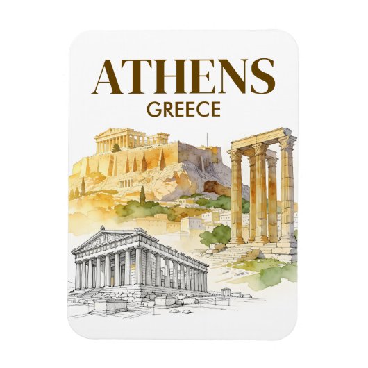 ギリシャ・アテネ水彩画スケッチ旅行 マグネット (縦)