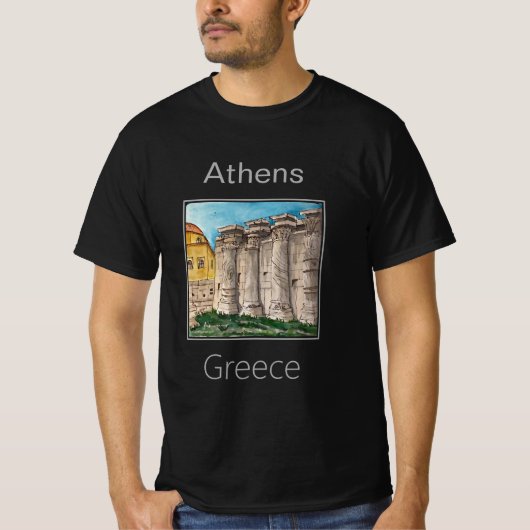 ギリシャ，アテネ，ハドリアン図書館 Tシャツ (正面)