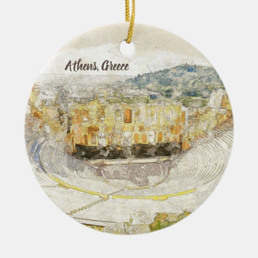 ギリシャ，アテネ，ヘロディオンの古代劇場 セラミックオーナメント (正面)