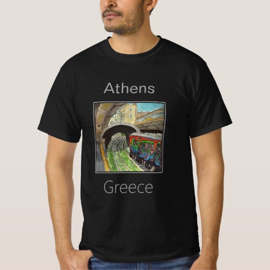 ギリシャ,アテネ,メトロ鉄道駅 Tシャツ (正面)